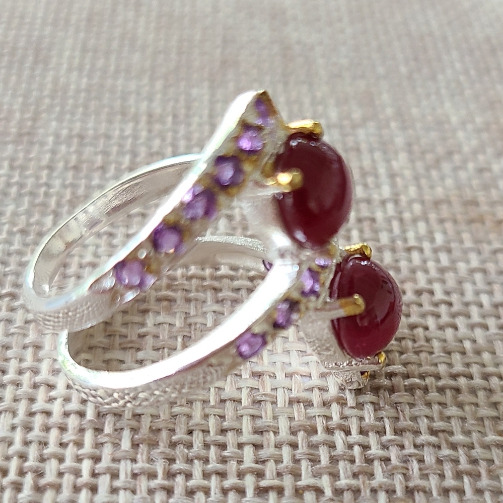 Natural Star Ruby Sterling Silver Ring - image 5